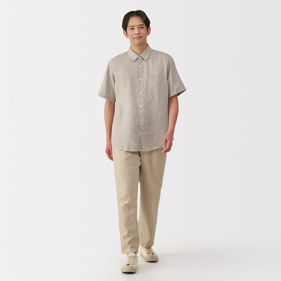 M's Washed linen S/Slv shirt WhiteXS