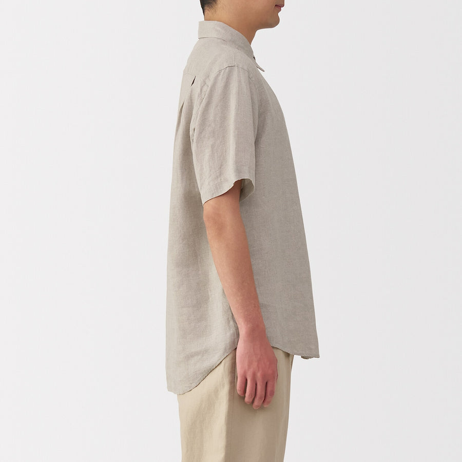 M's Washed linen S/Slv shirt WhiteXS