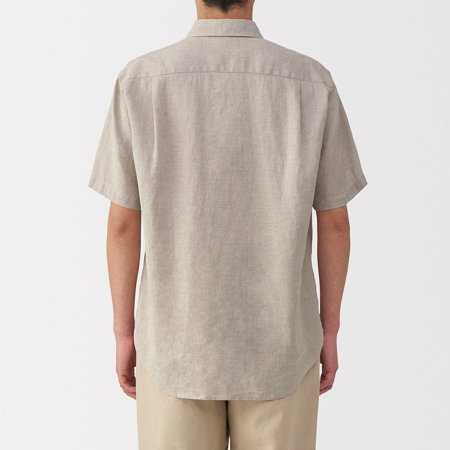 M's Washed linen S/Slv shirt WhiteXS