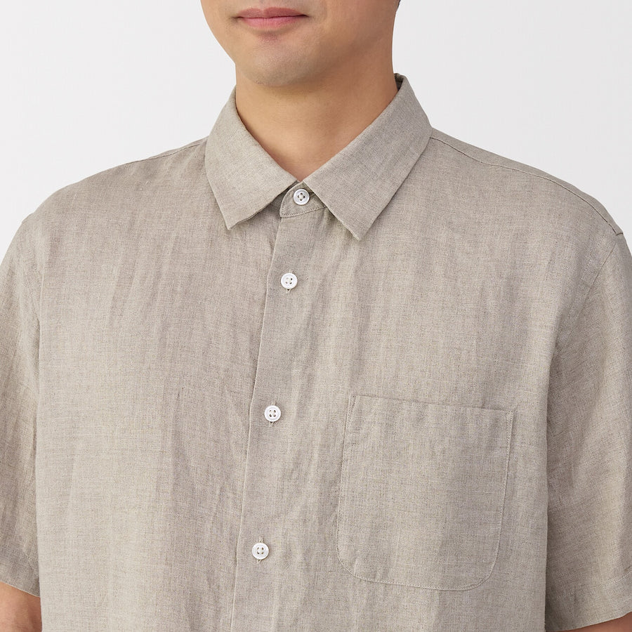 M's Washed linen S/Slv shirt WhiteXS
