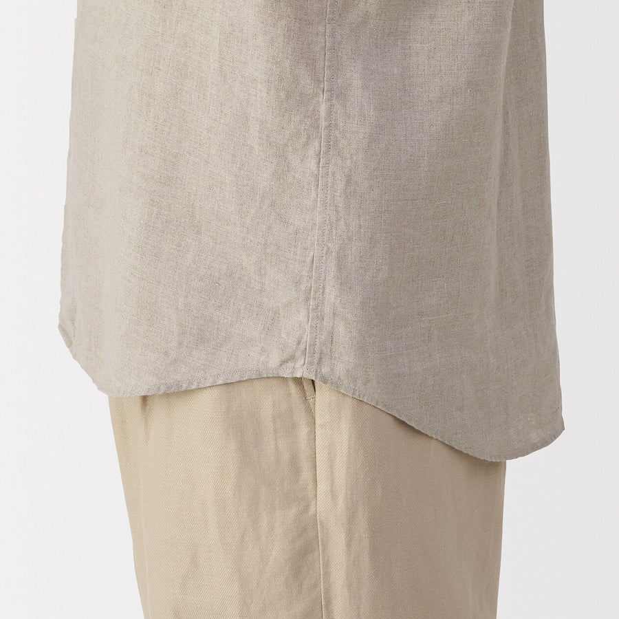 M's Washed linen S/Slv shirt WhiteXS