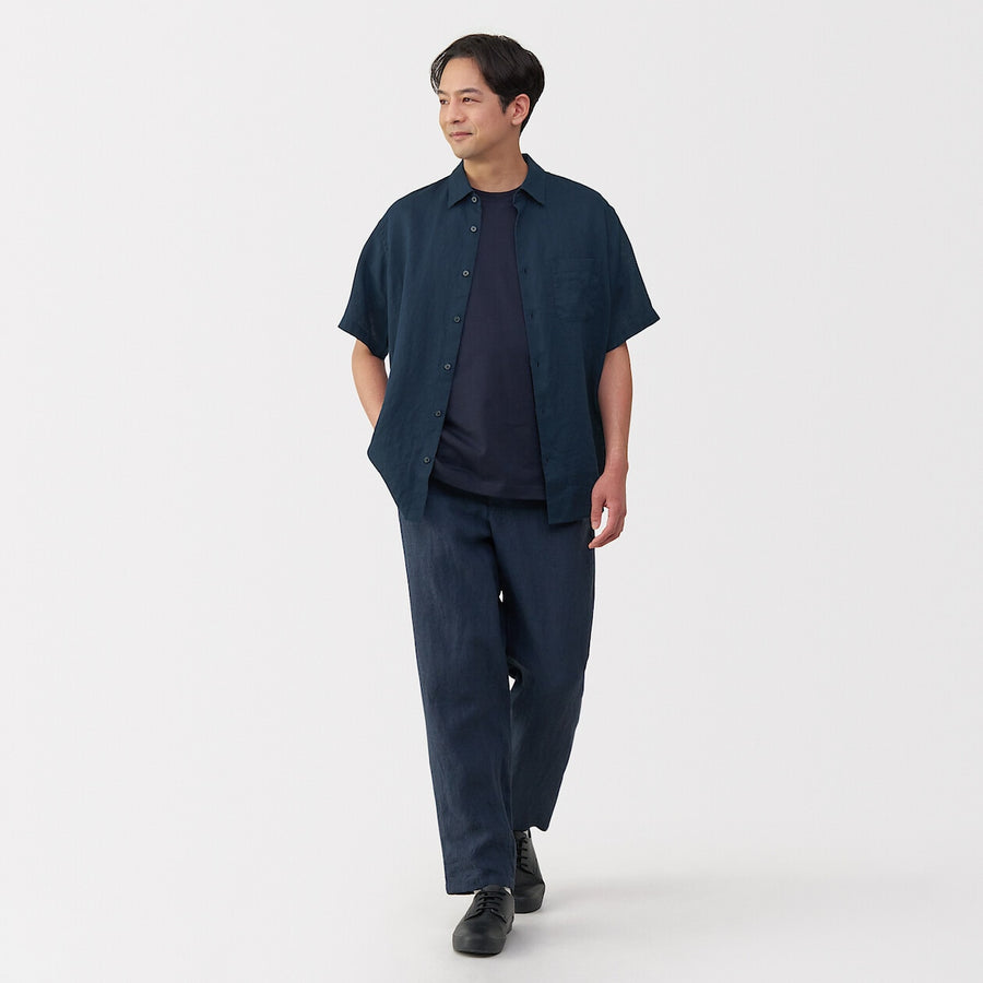 M's Washed linen S/Slv shirt WhiteXS