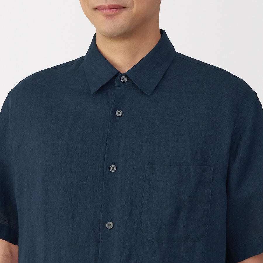 M's Washed linen S/Slv shirt WhiteXS