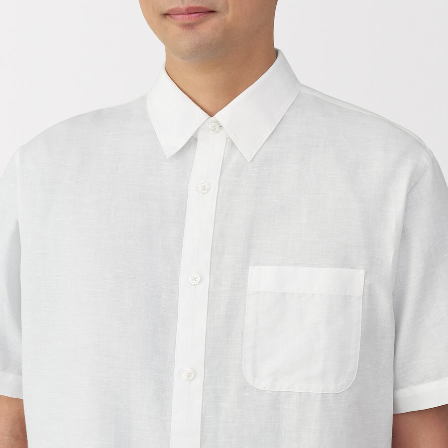 M's Hemp cotton S/Slv shirt WhiteXS