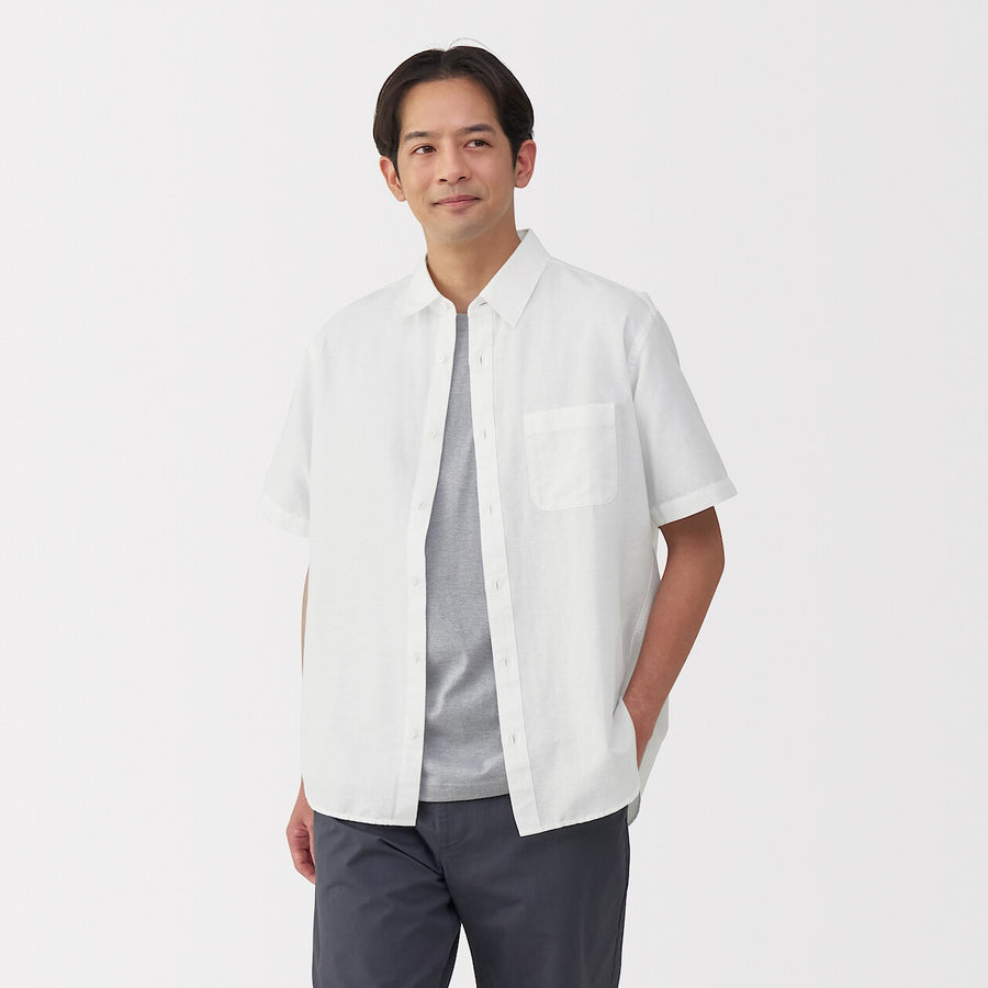 M's Hemp cotton S/Slv shirt WhiteXS