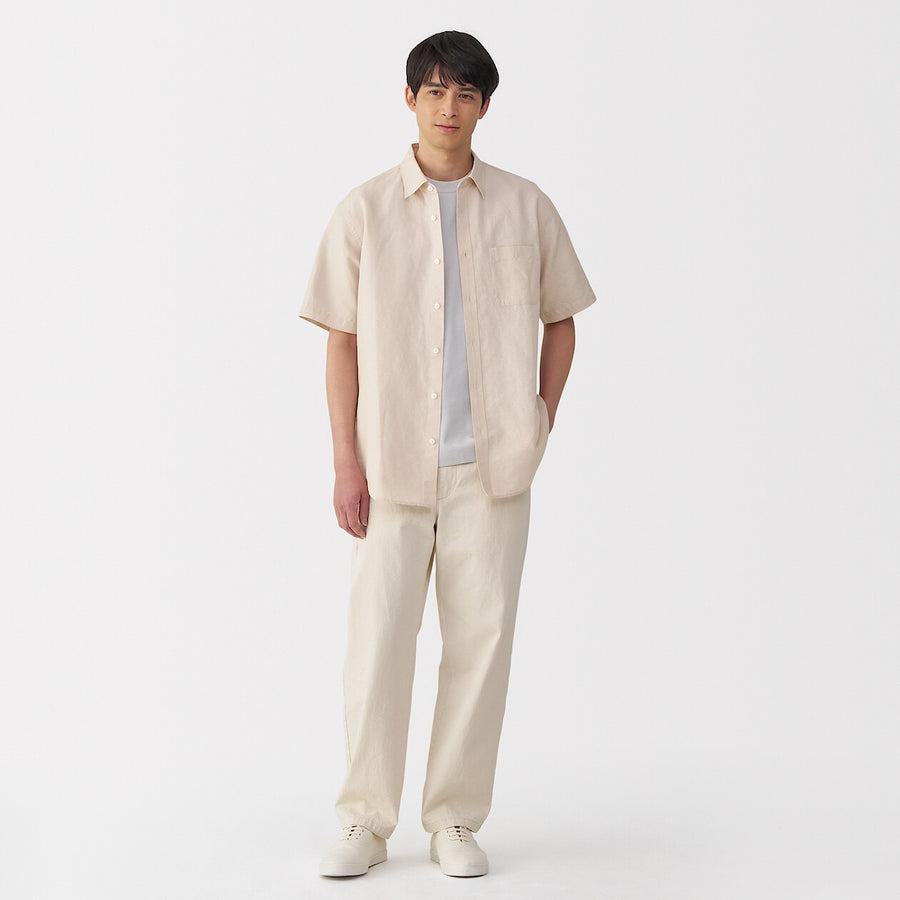 M's Hemp cotton S/Slv shirt WhiteXS