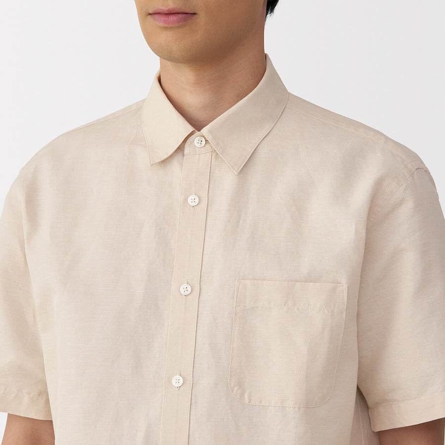 M's Hemp cotton S/Slv shirt WhiteXS