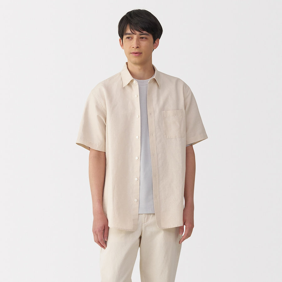 M's Hemp cotton S/Slv shirt WhiteXS