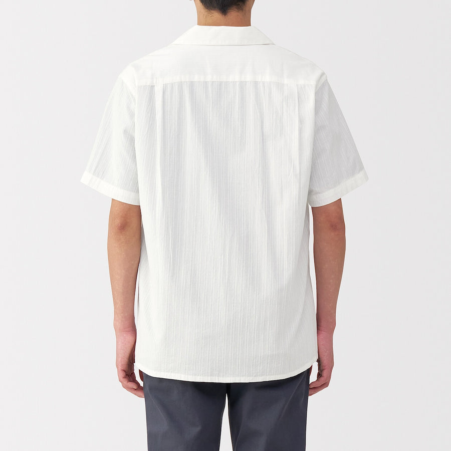 M's Dobby open collar S/Slv shirt WhiteXS