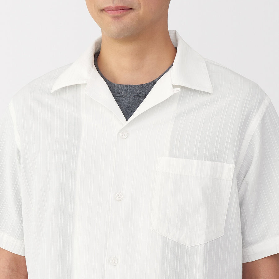 M's Dobby open collar S/Slv shirt WhiteXS