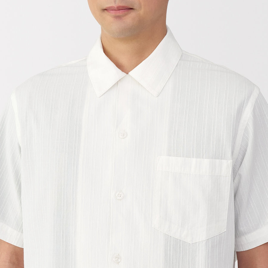 M's Dobby open collar S/Slv shirt WhiteXS
