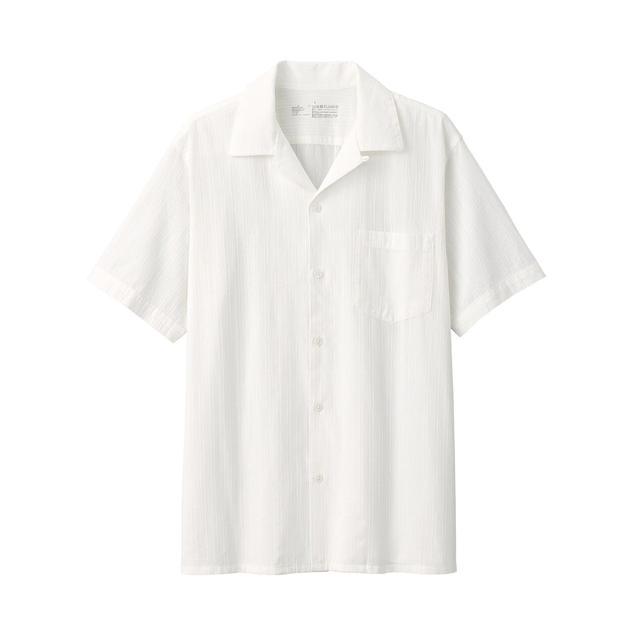 M's Dobby open collar S/Slv shirt WhiteXS
