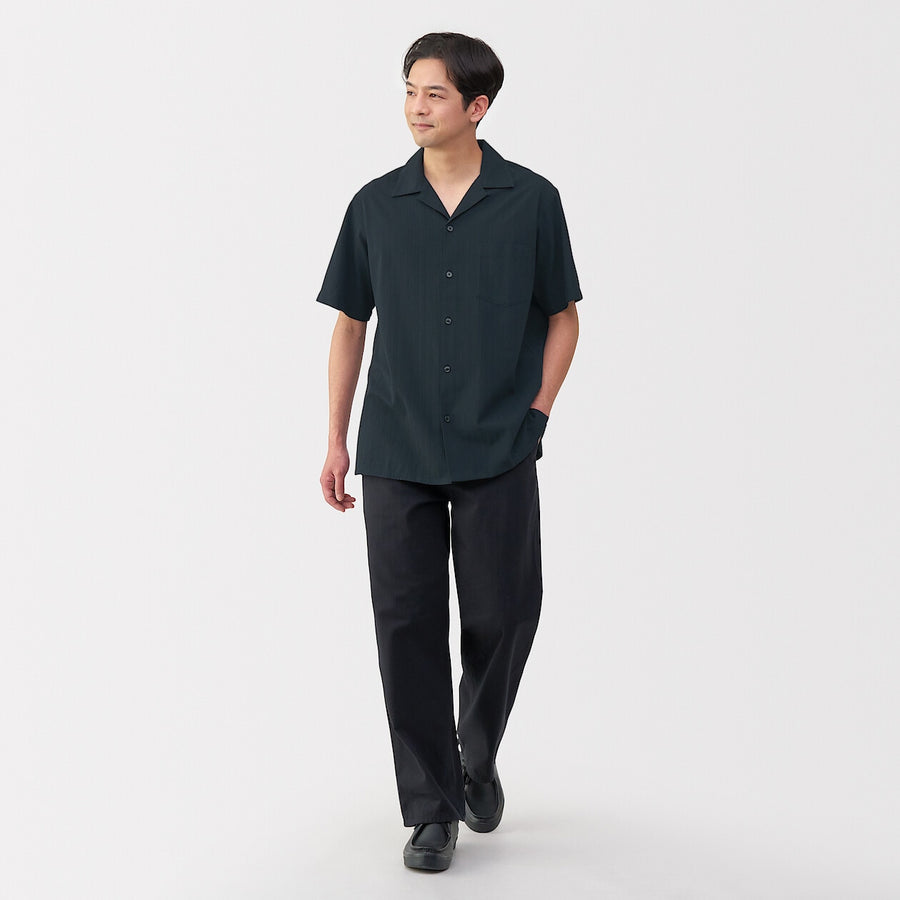 M's Dobby open collar S/Slv shirt WhiteXS