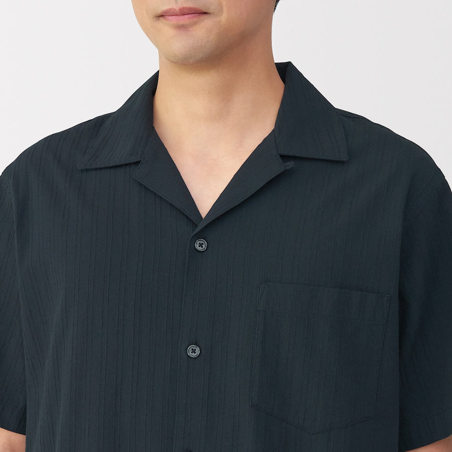 M's Dobby open collar S/Slv shirt WhiteXS