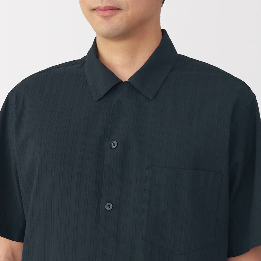 M's Dobby open collar S/Slv shirt WhiteXS