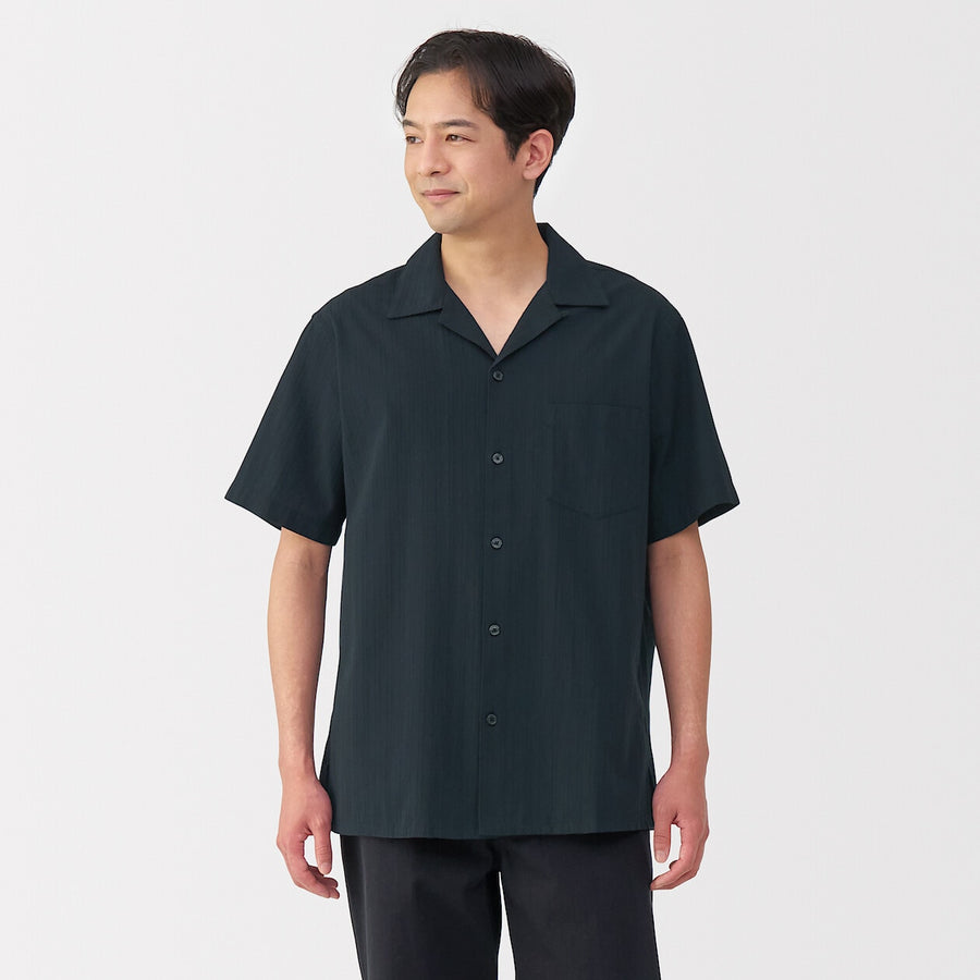 M's Dobby open collar S/Slv shirt WhiteXS