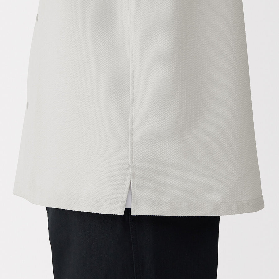 M's Breathable seersucker open collar S/Slv shirt L greyXS