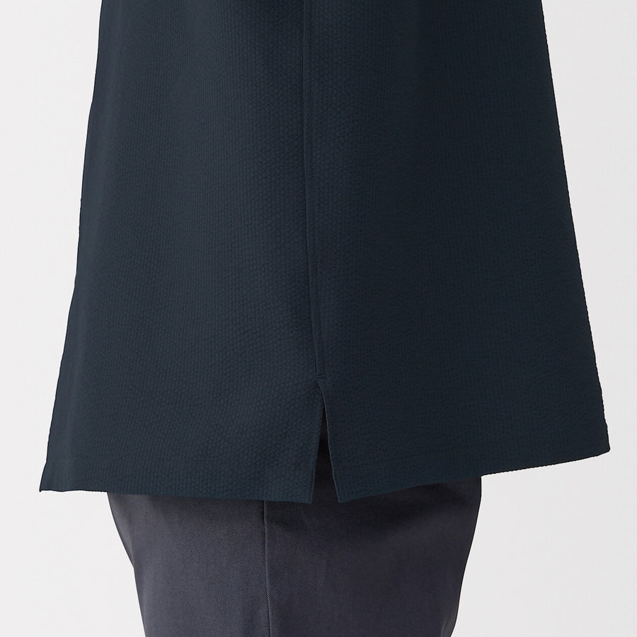 M's Breathable seersucker open collar S/Slv shirt L greyXS