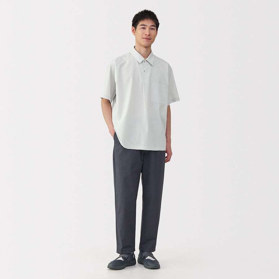 M's Breathable woven S/Slv polo shirt Light greyXS