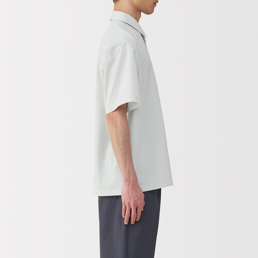 M's Breathable woven S/Slv polo shirt Light greyXS