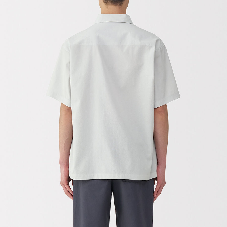 M's Breathable woven S/Slv polo shirt Light greyXS