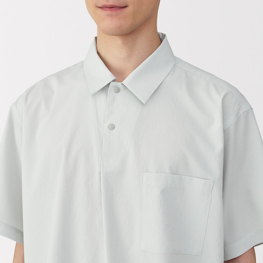 M's Breathable woven S/Slv polo shirt Light greyXS