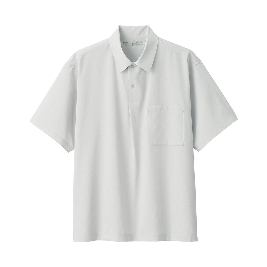 M's Breathable woven S/Slv polo shirt Light greyXS
