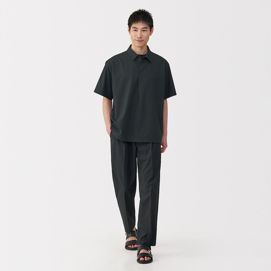 M's Breathable woven S/Slv polo shirt Light greyXS