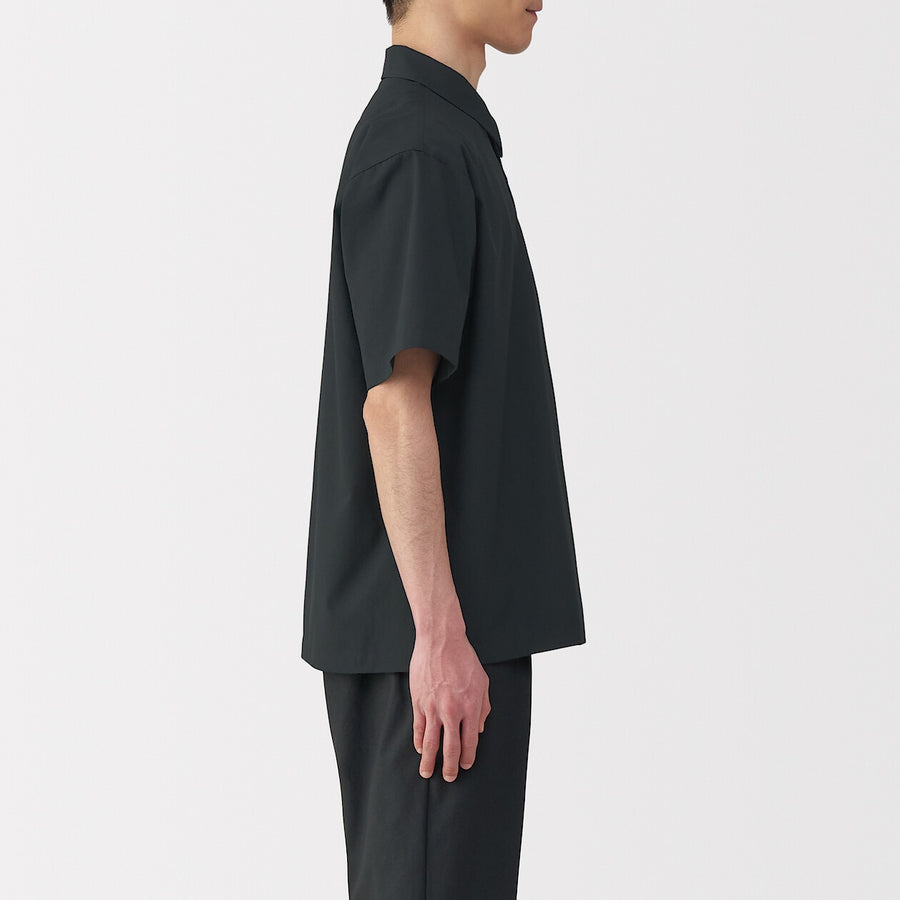 M's Breathable woven S/Slv polo shirt Light greyXS