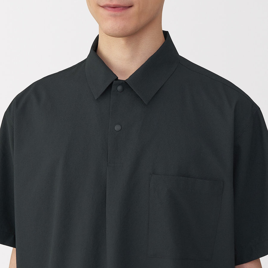 M's Breathable woven S/Slv polo shirt Light greyXS