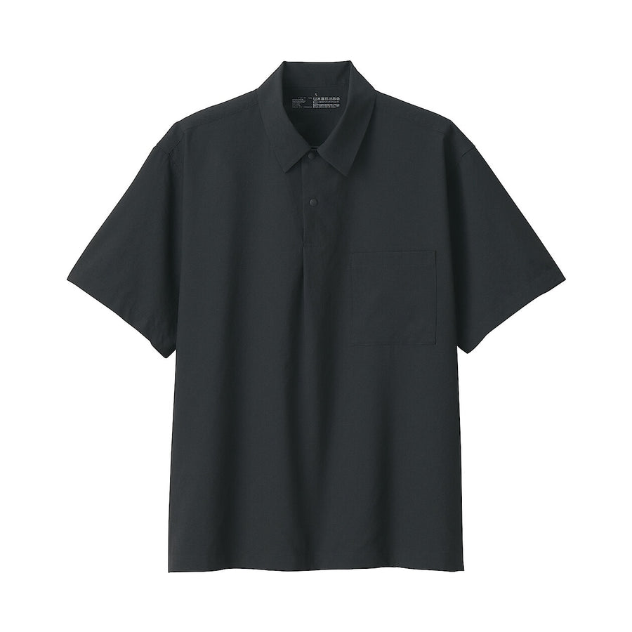 M's Breathable woven S/Slv polo shirt Light greyXS