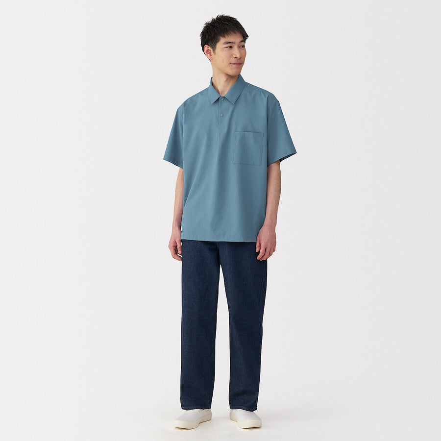 M's Breathable woven S/Slv polo shirt Light greyXS