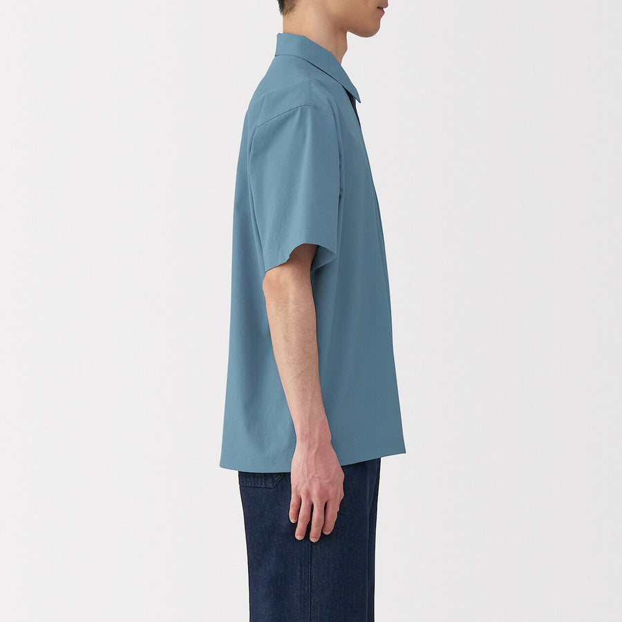 M's Breathable woven S/Slv polo shirt Light greyXS