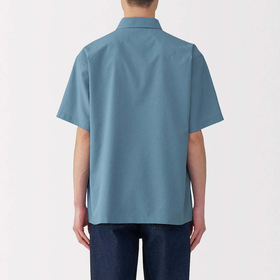 M's Breathable woven S/Slv polo shirt Light greyXS