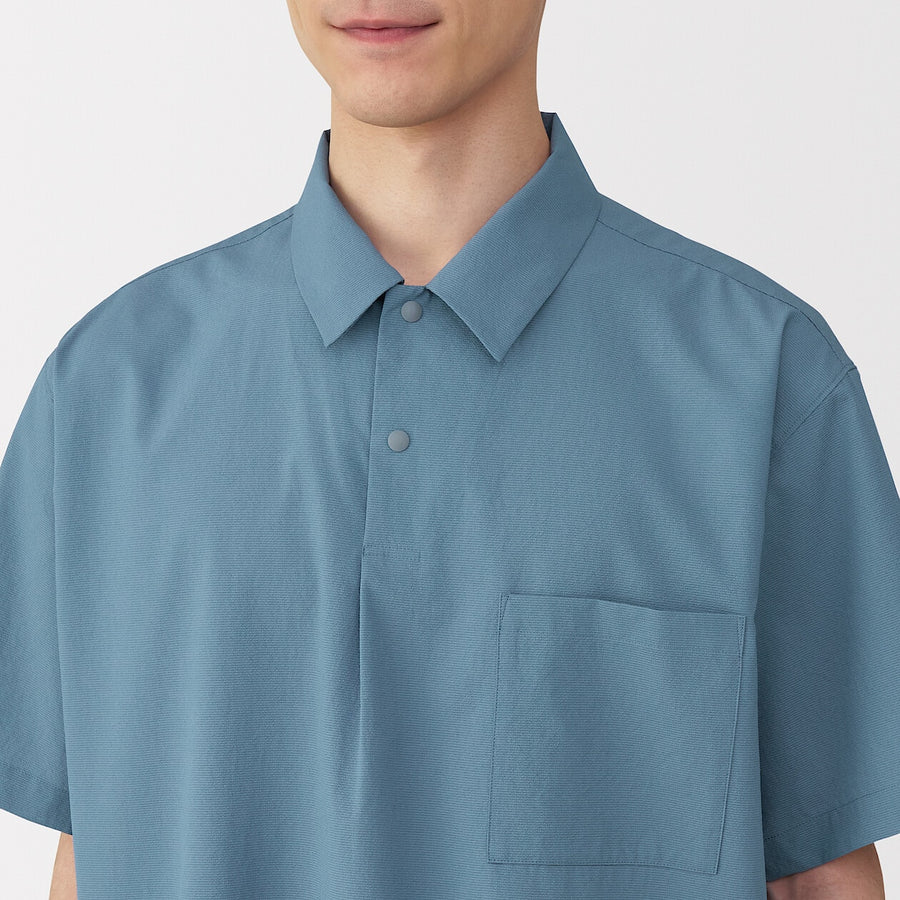 M's Breathable woven S/Slv polo shirt Light greyXS