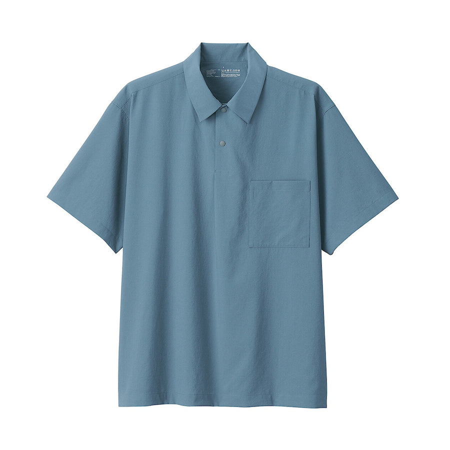 M's Breathable woven S/Slv polo shirt Light greyXS