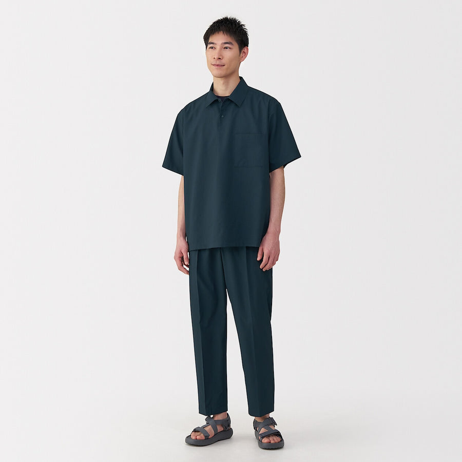 M's Breathable woven S/Slv polo shirt Light greyXS