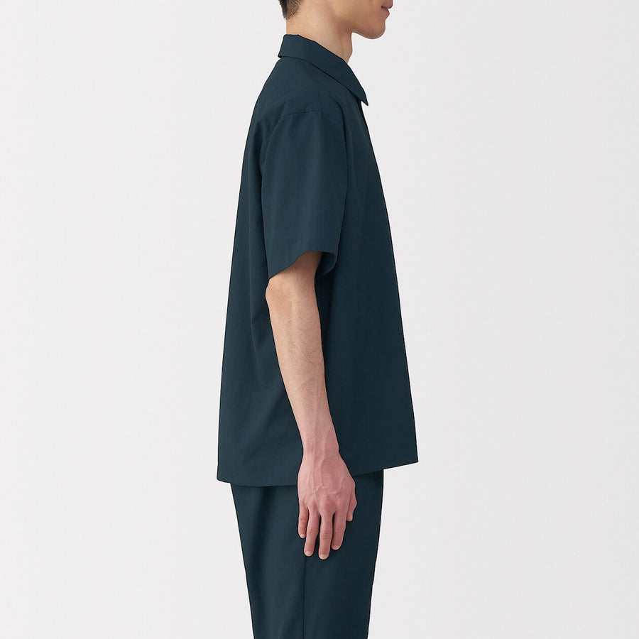 M's Breathable woven S/Slv polo shirt Light greyXS