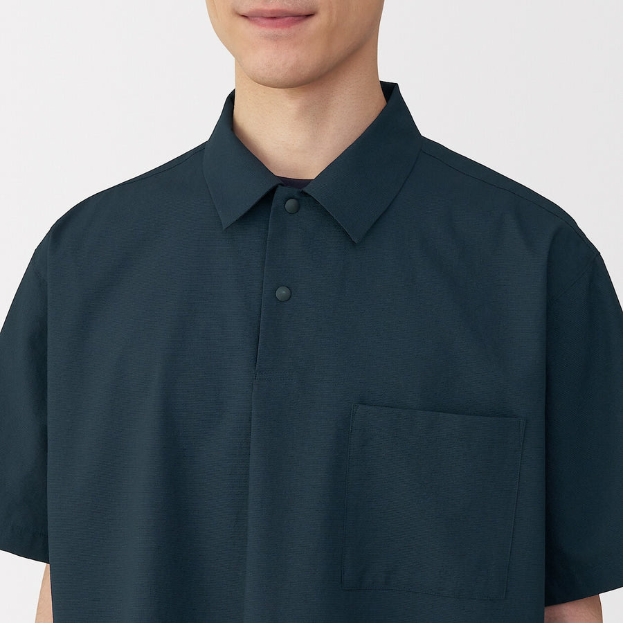 M's Breathable woven S/Slv polo shirt Light greyXS
