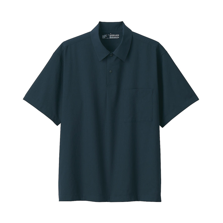 M's Breathable woven S/Slv polo shirt Light greyXS