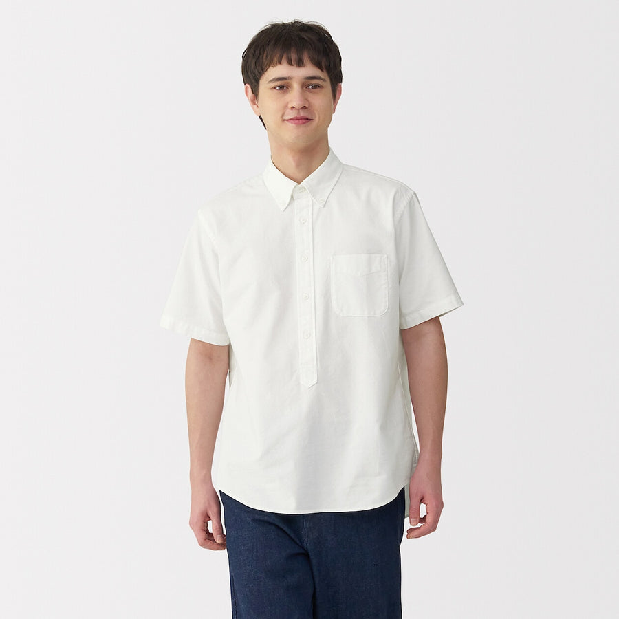 Washed Oxford Pullover Short Sleeve Shirt
