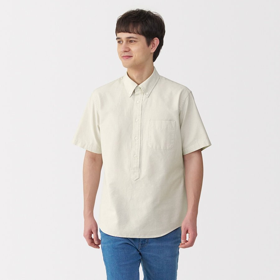 Washed Oxford Pullover Short Sleeve Shirt