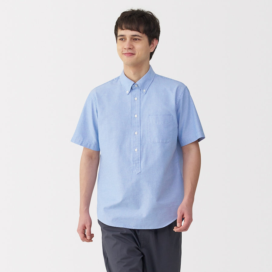 Washed Oxford Pullover Short Sleeve Shirt