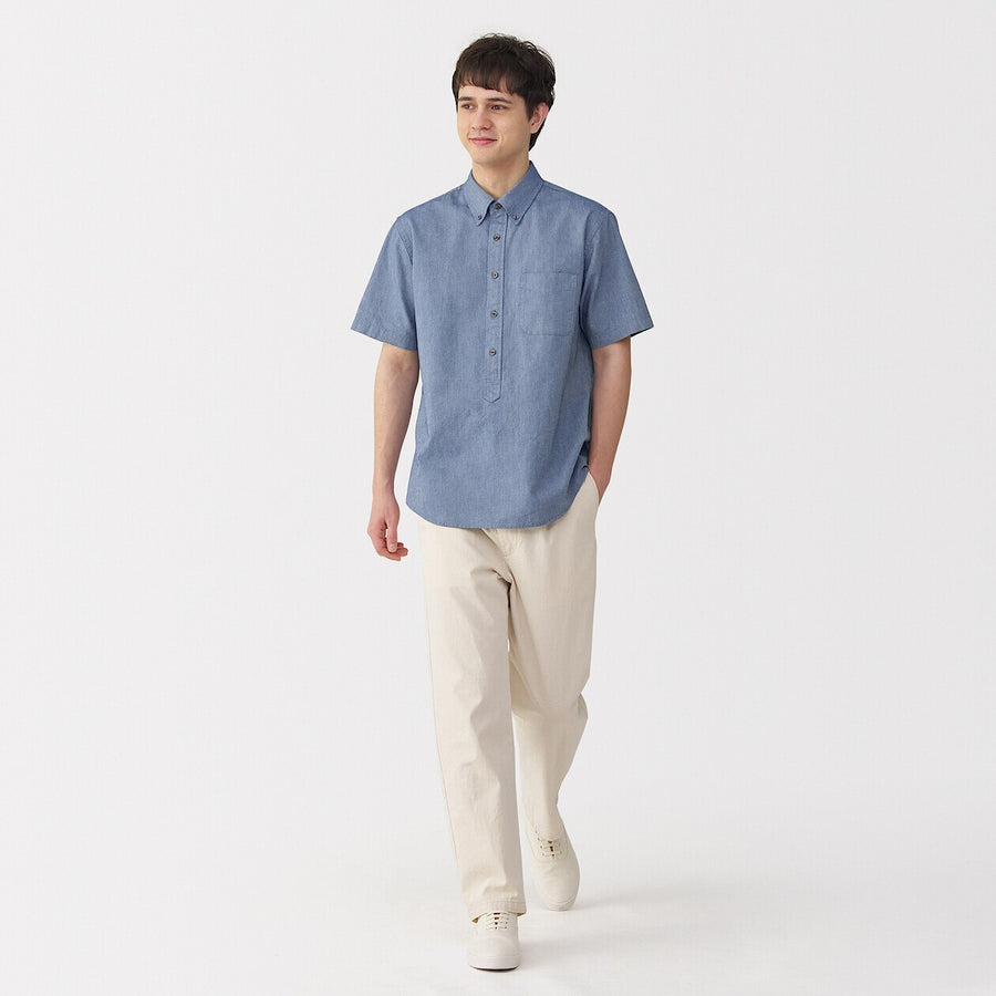 Washed Oxford Pullover Short Sleeve Shirt