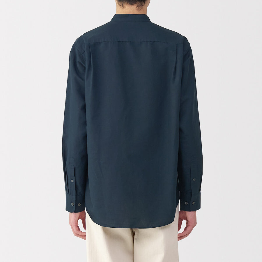 M's Hemp cotton stand collar L/Slv shirt WhiteXS