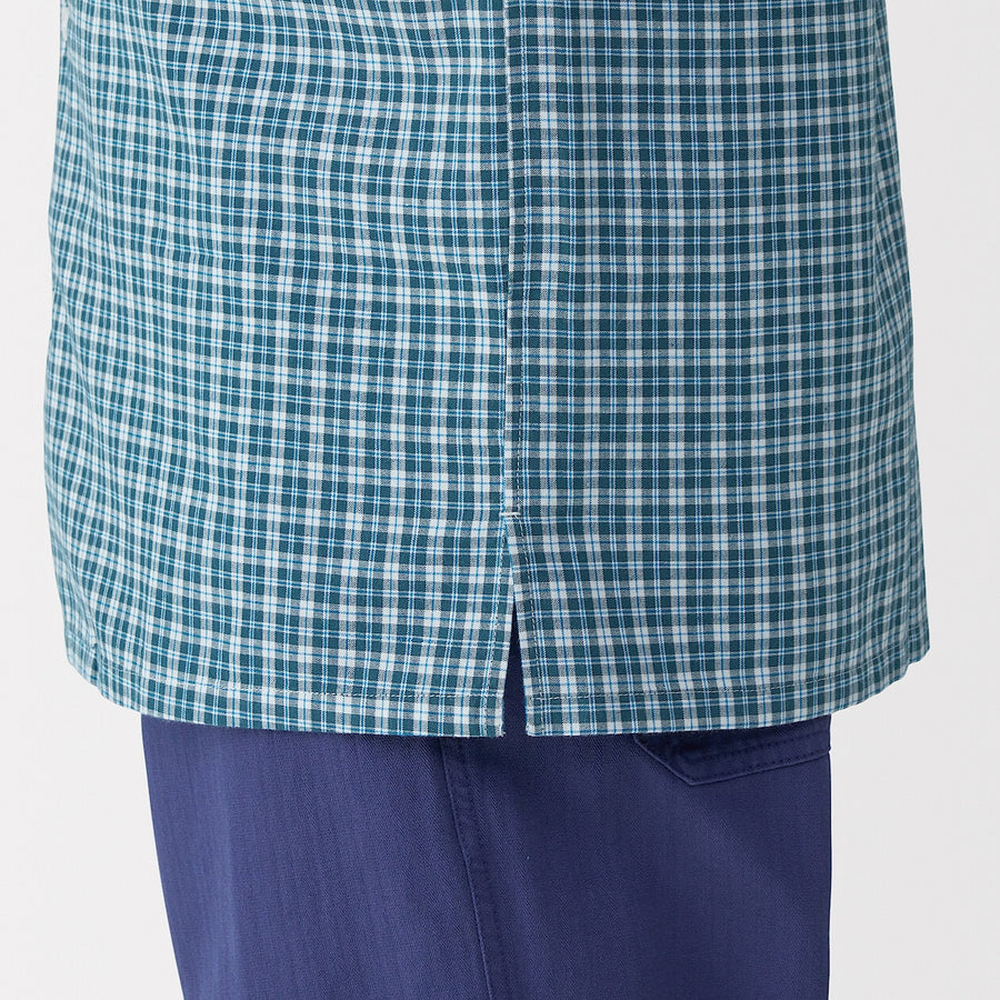 M's Madras Checked open collar S/Slv shirt Green CheckXS