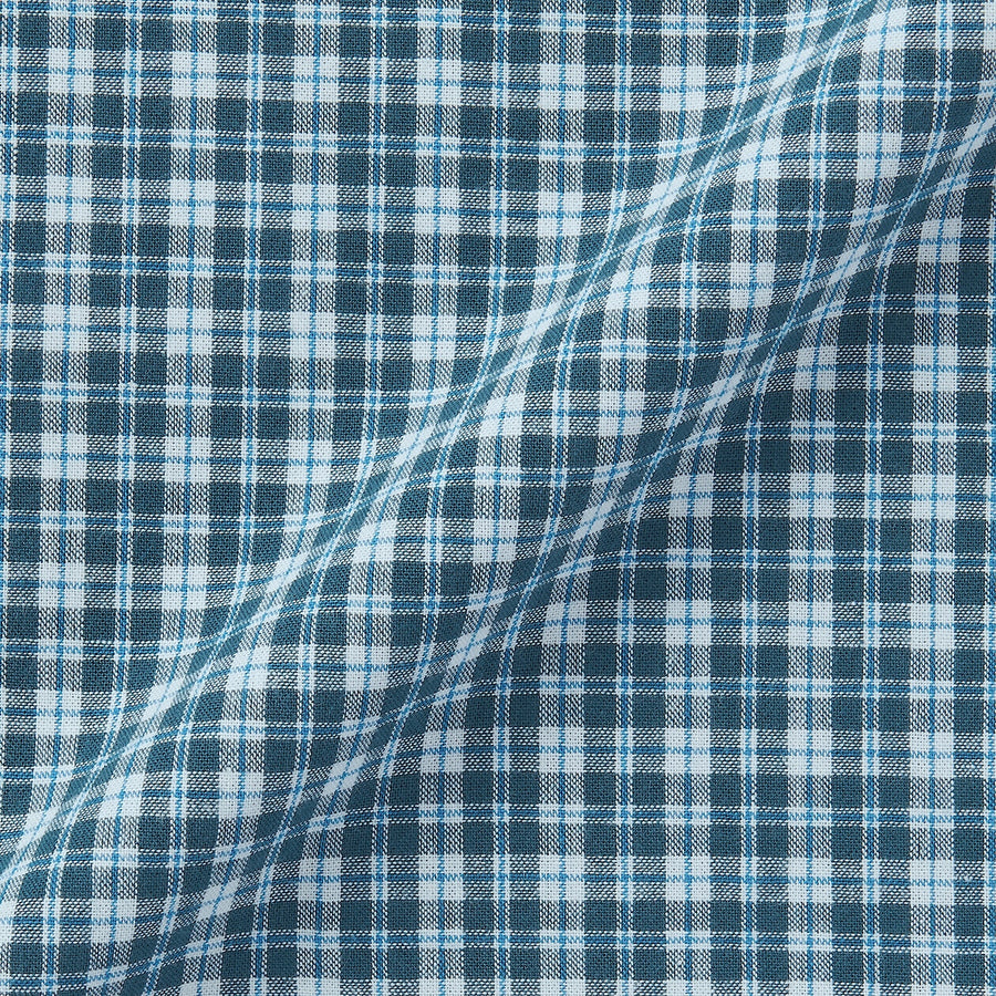 M's Madras Checked open collar S/Slv shirt Green CheckXS