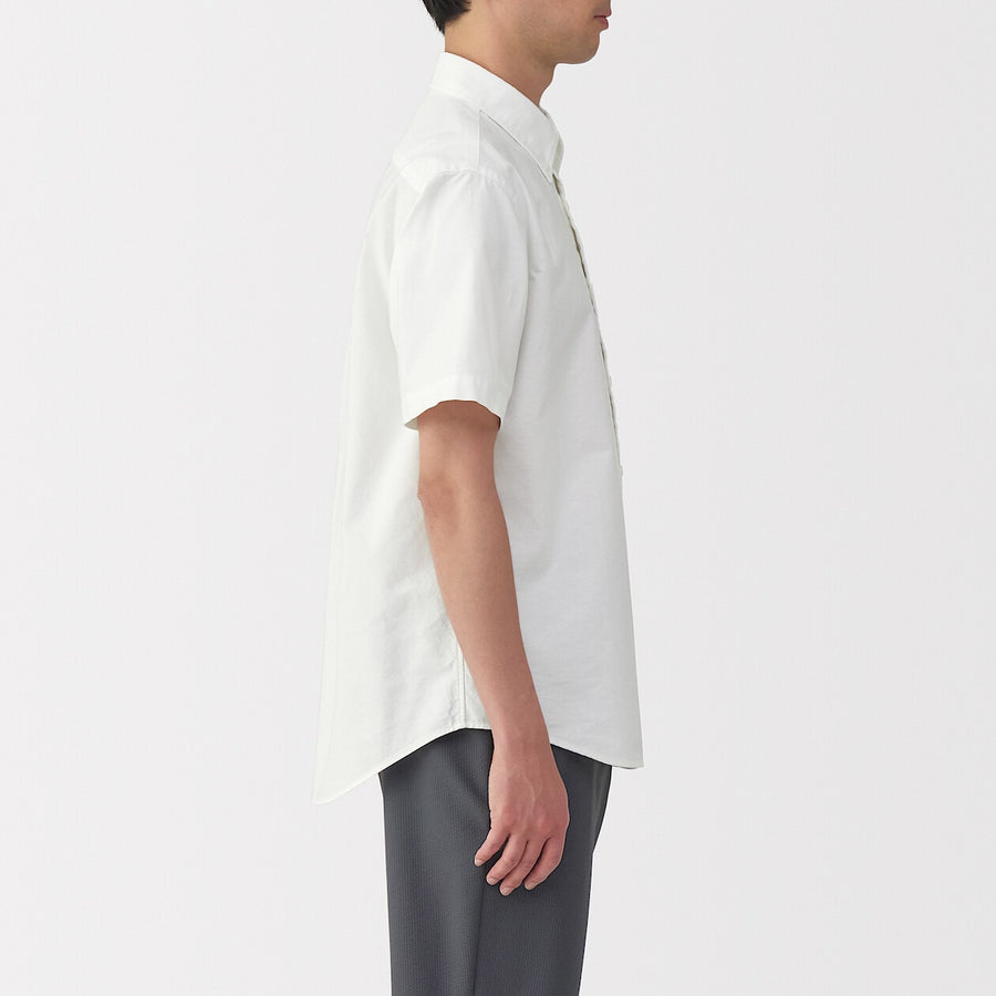 M's Washed oxford button down S/Slv shirtWhiteXS