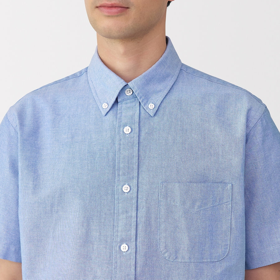 M's Washed oxford button down S/Slv shirtWhiteXS