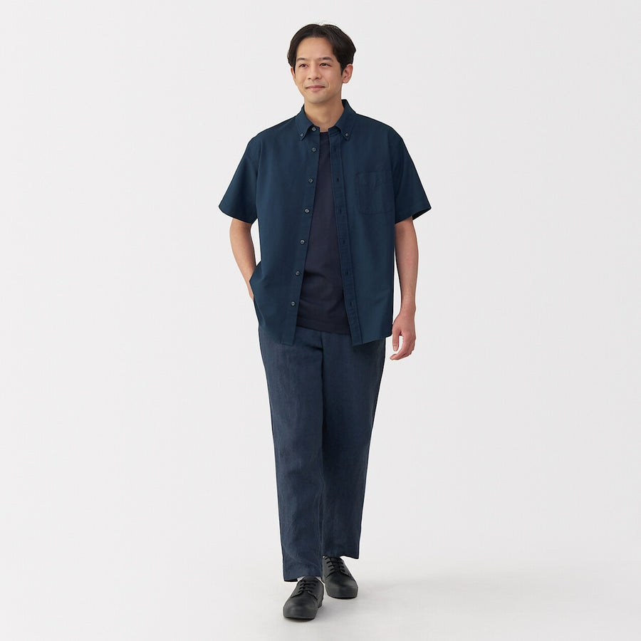 M's Washed oxford button down S/Slv shirtWhiteXS